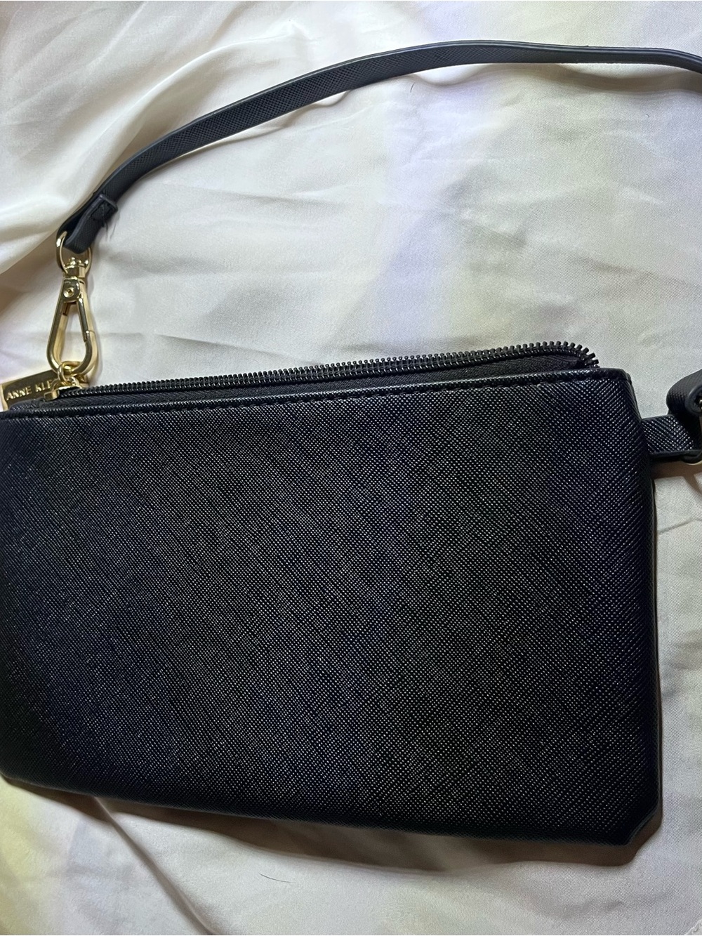 Anne Klein Black Saffiano Wristlet with Gold Accents - Picture 2 of 5